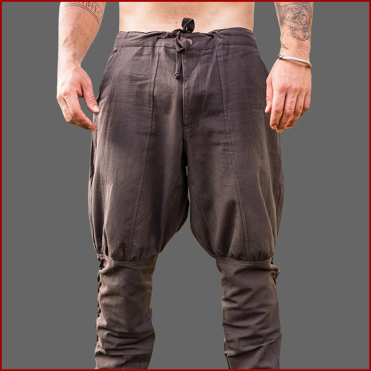 Wikinger Hose mit Beinschnürung – Baumwolle – braun