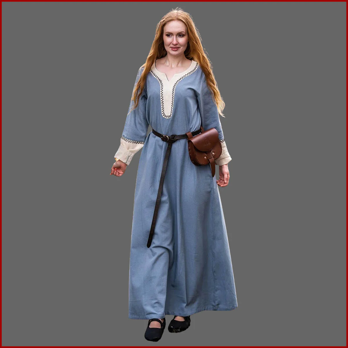 Wikingerkleid – Mittelalterkleid – 7 Größen – taubenblau