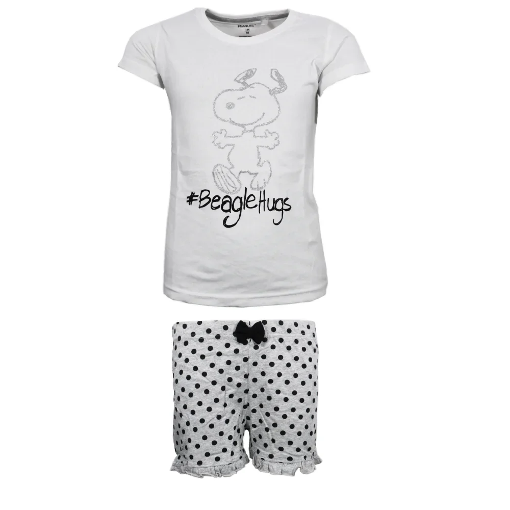 Snoopy Mädchen kurzarm Pyjama Schlafanzug Shirt Shorts – Bild 4