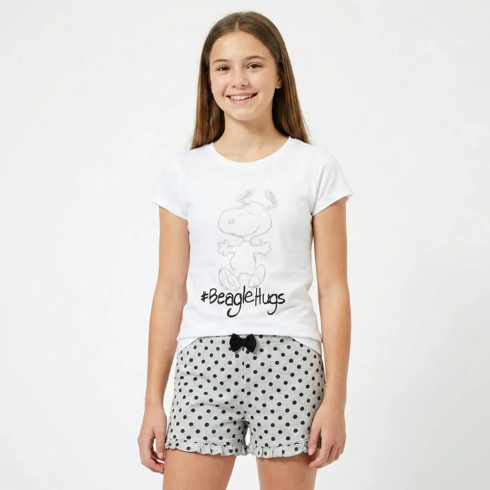 Snoopy Mädchen kurzarm Pyjama Schlafanzug Shirt Shorts